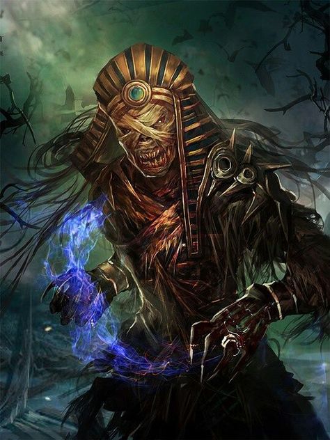 Mummy-priest with ancient headmask Tomb Kings, Catty Noir, Egyptian Tattoo, Fantasy Monster, Egyptian Gods, Egyptian Art, Fantasy Artwork, Horror Art, Dark Fantasy Art