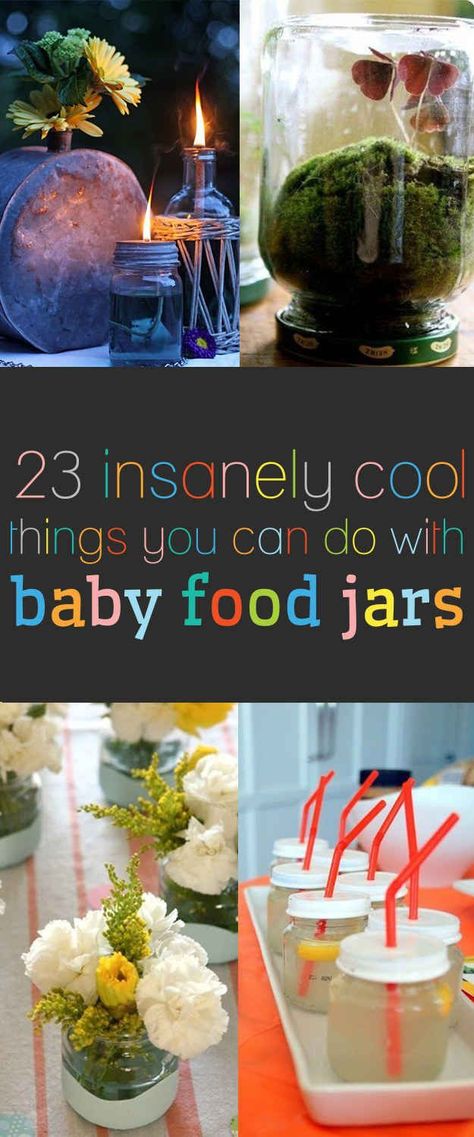 23 Insanely Cool Things You Can Do With Baby Food Jars Baby Jar Crafts, Baby Food Jars Diy, Diy Peg Board, Baby Jars, Baby Food Jar Crafts, Diy Baby Food, Food Jars, Baby Food Storage, Baby Food Jars