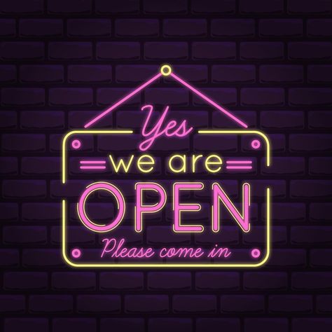 Open For Business Image, Open For Business Sign, Black Paper Background, Pink Neon Lights, Logo Online Shop, Neon Quotes, Old Paper Background, Neon Flex, Aqua Wallpaper