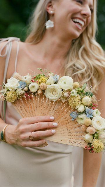 Fan Bouquet Wedding, Fan With Flowers Wedding Bouquets, Bridesmaid Fan Bouquet, Fan Bouquet, Bridal Hand Fan, Bouquet Alternative, Small Business Planner, August 21, One Summer