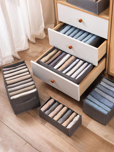 Jeans Storage, Clothes Drawer Organization, Foldable Wardrobe, Pant Storage, Clothes Drawer, Portable Wardrobe, Ventilation Design, Clothes Storage Boxes, Clothes Organizer