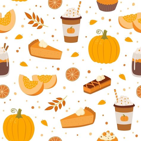 Harvest Pillows, Autumn Illustration, Pumpkin Latte, Paper Fabric, Pumpkin Spice Latte, Hot Drinks, Pumpkin Pie, Halloween Pumpkins, Pumpkin Spice