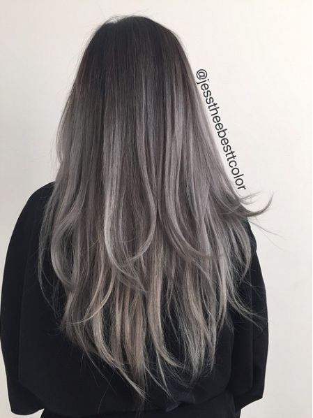 this fade is beautiful Long Grey Hair, Ash Gray Hair Color, Ash Grey Hair, Gray Highlights, Silver Ombre Hair, Grey Ombre Hair, Gray Balayage, Best Hair Dye, Ash Hair