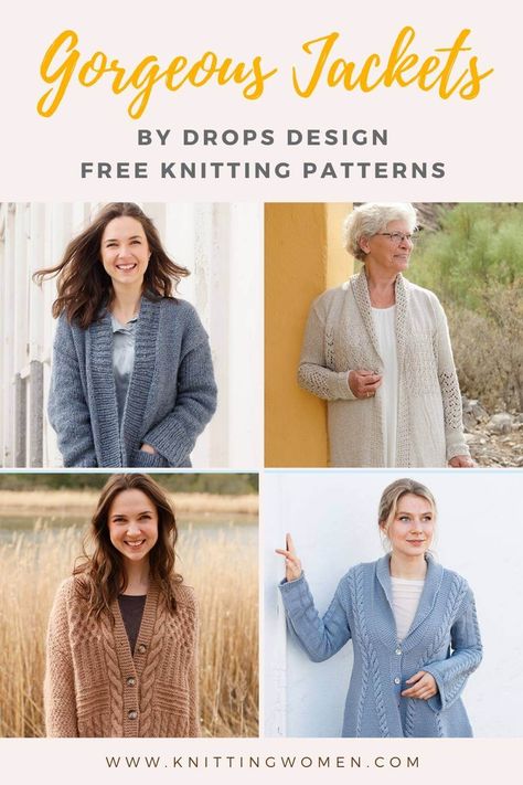 Knit Jacket Pattern Women, Free Knitting Patterns For Women Cardigan Jackets Drops Design, Knitted Jackets Women Pattern Free, Knitted Jackets Women Pattern, Free Knitting Patterns For Women Cardigan, Sweater Coat Knitting Pattern, Long Cardigan Knitting Pattern, Knitted Coat Pattern, Chunky Jacket