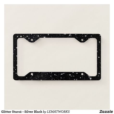 Glitter Stars2 - Silver Black License Plate Frame Black License Plate, Monogram License Plate, License Plate Designs, Sparkle Design, Personalized Plates, Purple Leopard, Glitter Gifts, Car License Plate, Black Gifts