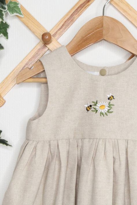 AshleyRoseMade - Etsy South Africa Neutral Clothing, Pola Bordir, Embroidery Transfers, Pillowcase Dress, Frocks For Girls, Printed Cotton Dress, Embroidered Clothes, Frock Design, Embroidery Dress