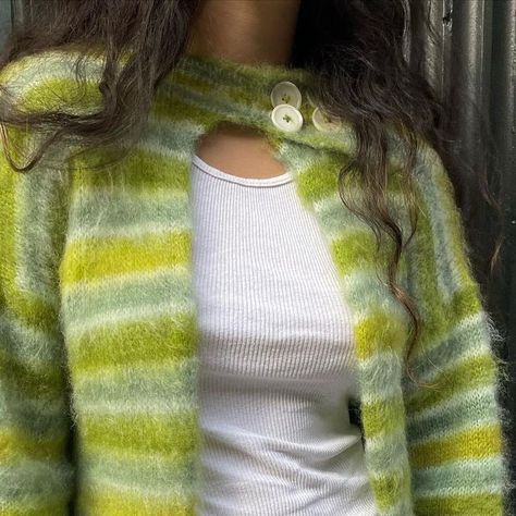 Mi by Mikayla on Instagram: "The Racer Cardigan in Stripe Green will be online with other sweaters this week. Friday the 8th @ 9AM PST / 12PM EST Will ship out in time for Christmas!" Green Long Sleeve Crochet Cardigan, Green Christmas Outfit, Striped Knitted Sweater Green, Cozy Green Textured Knit Cardigan, Green Knit Cardigan, Green Vintage Knit Cardigan, Green Sweater Outfit, Earthy Style, Green Cardigan