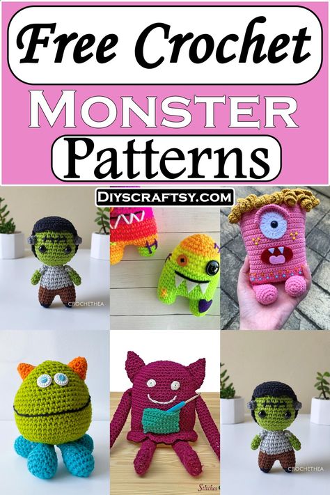 30 Free Crochet Monster Patterns Free Monster Crochet Patterns, Monster Crochet Pattern Free, Crochet Monster Pattern Free, Spooky But Cute, Beanie Hat Crochet Pattern, Crochet Monster, Monster Hat, Crochet Monsters, Monster Face