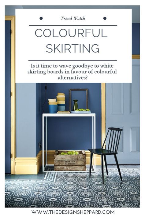 The trend for coloured skirting is gathering pace. White is no longer the only option and interior designers and decorators are getting far more adventurous with their colour choices. Skirting boards are now a really great way to make a statement in your home by painting them in contrasting colours to the walls or by painting the same colour as the walls. Dark Coloured Skirting Boards, Contrast Skirting Board, Coloured Skirting Boards Door Frames, Red Skirting Boards, Dark Gray Interior Doors, White Skirting Boards, Coloured Skirting Boards, Coloured Skirting, Grey Interior Doors