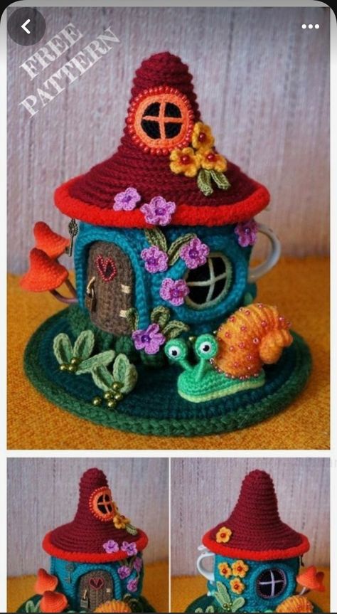 Tea Cosy Crochet Pattern, Tea Cosy Crochet, Knit Tea Cozy, Crochet Tea Cozy, Crochet Fairy, Crochet Mushroom, Pola Amigurumi, Crochet Amigurumi Free, Diy Crochet Projects