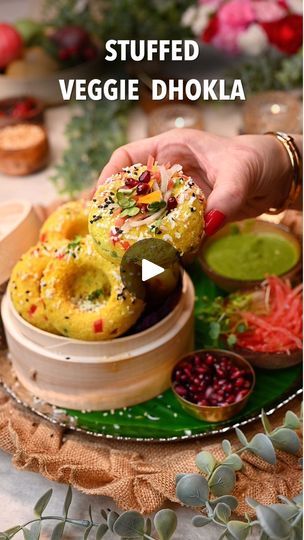 19K views · 309 reactions | Stuffed Veggie Dhoklas — fluffy, pillowy, and rich in protein, this is the ultimate nutritious meal that features chana dal dhoklas stuffed with a pea, coconut, cranberry stuffing! ❤️       Detailed Recipe -       https://naturallynidhi.com/stuffed-veggie-dhokla/     ....#dhokla #quickrecipes #indianstreetfood #naturallynidhi #vegetarian #comfortfood #dhoklarecipe #indianrecipes #appetizer #vegetarianrecipes #chaatrecipes #snacks #streetfood #dressing #recipereels #indianfoodblogger #breakfast #quickrecipes #vegetables #greenchutney #amla | Naturally Nidhi | Naturally Nidhi · Original audio Cranberry Stuffing, Dhokla Recipe, Indian Appetizers, Chana Dal, Green Chutney, Indian Street Food, Rich In Protein, Quick Recipes, Nutritious Meals