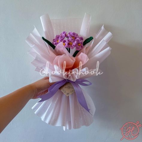 Sold a bouquet of crochet purple forget-me-not. 💜🌸 Direct message us to order. Available on-hand. =) Price: 380php #anniversarygift #bouquetwrapping #flowers #mothersdaygift #flowerbouquet #brideflower #bridalshowergift #fathersdaygift #teachersdaygift #monthsarygift #crochetflowerbouquet #bouquet #crochetph #birthdaygift #forgetmenot #forgetmenots #forgetmenotflowers #crochetforgetmenot #crochetbouquet #crochetbouquetflower #crochetbouquetph #hookinhook Forget Me Not Bouquet, Flower Bouquet Purple, Monthsary Gift, Crochet Purple, Crochet Flower Bouquet, Bouquet Purple, Crochet Bouquet, Bouquet Wrap, Bride Flowers