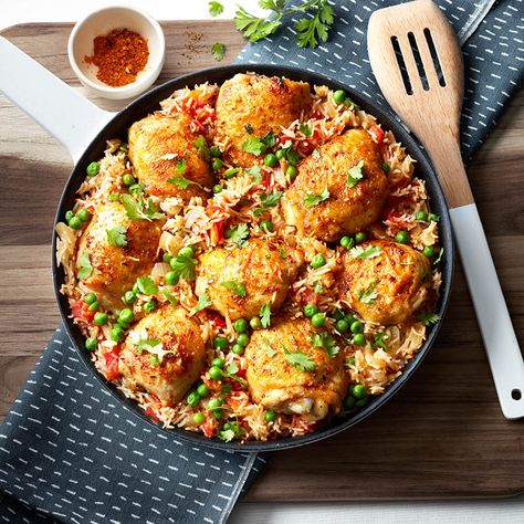 Peri peri is a Portuguese or African spice blend made of dried chilis, garlic and citrus peel. We like the kick it adds to our peri peri chicken. Chicken Pilaf, Chicken And Orzo, Spanish Chicken, Delicious Meal Prep, Peri Peri, Cajun Chicken, Mexican Chicken, Easy Mexican, Chicken Spices