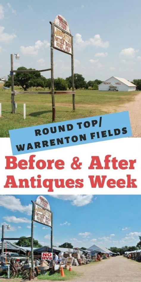 Round Top/Warrenton Before  After Have you ever wondered what Round Top looks like when the fields are empty? This is a great look at the change that Round Top Antiques Week brings to the small Texas town! #roundtopwarrenton #antiquesweek #fleamarket Round Top Texas Antiques, Round Top Antiques, Fun Learning Activities, Round Top Texas, Thrift Store Diy, Upcycling Projects, Texas Towns, Flea Market Style, Treasure Crafts