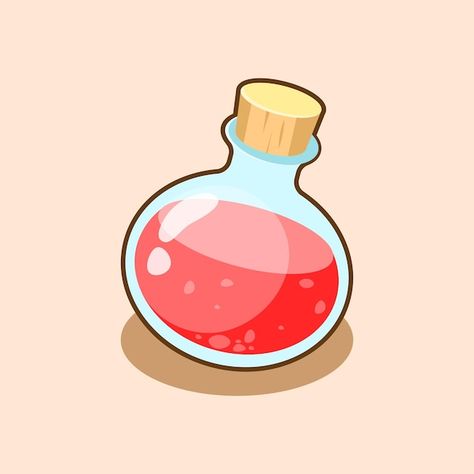 Cartoon Potion Bottle, Poison Illustration, Potion Illustration, Red Potion, Health Potion, Healing Potion, Poison Bottle, Game Icons, Logo Design Inspiration Creative