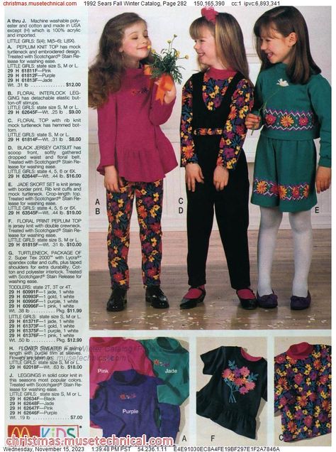 1992 Sears Fall Winter Catalog, Page 282 - Catalogs & Wishbooks 1990s Kids Fashion, 1992 Fashion, Decades Outfits, 90s Kids Fashion, 1990s Outfits, Vintage Kids Fashion, 90s Stuff, Vintage Kids Clothes, Sears Catalog