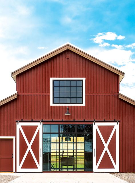 At Home in a Montana Barn Red Barn House, Red Barn Door, Barn Remodel, Barn With Living Quarters, Saint Victor, Barn Apartment, Country Bumpkin, Big Red Barn, Barn Shop