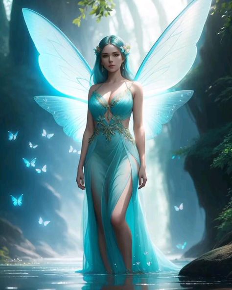 River Fairy, Faery Art, Water Fairy, Fantasy Princess, Fairy Pictures, Fairy Artwork, Fairy Queen, Fantasy Pictures, Butterfly Fairy