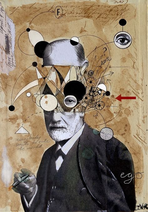 Freud with abstracted concepts by Loui  Jover Psychoanalysis Art, Art Du Collage, Loui Jover, Dada Art, Art Et Illustration, Original Collage, Art And Illustration, Trippy Art, A Collage