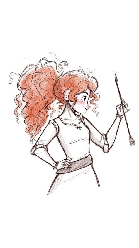 Disney Brave Drawings, Merida Drawing Sketches, How To Draw Merida, Merida Brave Drawing, Merida Sketch, Disney Style Art, Brave Drawing, Merida Drawing, Funny Artwork