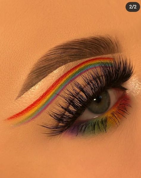 Circus Makeup, Flawless Face Makeup, Neon Eyeshadow, Vibrant Makeup, Pride Makeup, Rainbow Makeup, Swag Makeup, Eye Makeup Pictures, Graphic Liner