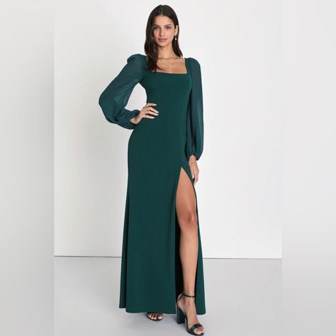 Long Green Bridesmaid Dresses, Long Sleeve Bridesmaid Dress, Mermaid Maxi Dress, Green Formal Dresses, Maxi Skirt Style, Emerald Green Dresses, Green Bridesmaid Dresses, Bridal Party Dresses, Mermaid Style