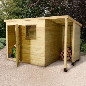 Shed With Log Store, Craft Workspace, Shed Organization, Log Store, Sheds For Sale, Green Houses, Outdoor Buildings, Garden Storage Shed, Diy Shed Plans