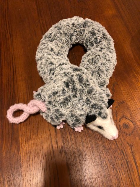 Opossum Scarf, Possum Scarf, Silly Crochet, Crochet Opossum, Moth Aesthetic, Keyhole Scarf, Interesting Thoughts, Crochet Stuff, Lion Brand