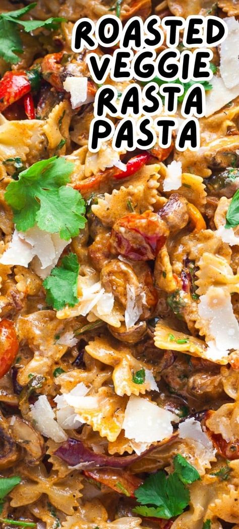 A vegetarian rasta pasta recipe made with roasted veggies for an extra rich flavor! It takes a little time but it's easy and foolproof. Rasta Pasta Vegetarian, Rasta Pasta Recipe, Creamy Cheesy Pasta, Rasta Pasta, Vegetarian Main Course, 2024 Recipes, Pasta Rice, Vegetarian Life, Lasagna Pasta