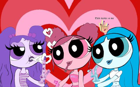 Powerpuff girl 420 art Talkhyphytome Trippy Powerpuff Painting, Laptop Wallpaper Aesthetic High Quality Trippy, Wallpaper For Imac Desktop, Power Puff Girls Drawings, Power Puff Girls Bubbles, Cartoon Paintings, Cool Cartoon Drawings, Power Puff Girls, Powerpuff Girls Wallpaper