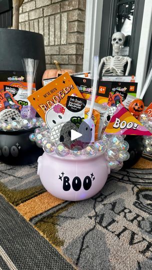 28K views · 3.5K reactions | Double, double, toil & trouble… brewing up some BOO-tiful fun! 🧙‍♀️ 

This DIY bubbly cauldron BOO basket is bubbling over with spooky vibes! Using iridescent ornament balls and a little hot glue magic, we’ve crafted the perfect cauldron to fill with Halloween goodies from @Michaelsstores. Can’t wait to surprise our neighbors with this BOO-tiful treat! 👻🧡

Follow @michaelsstores and share how you #MakeItWithMichaels

#MichaelsMakers #everythingtocreateanything
#DIYCauldron #BooBasket #SpookySeason #HalloweenCrafts #BooYourNeighbors #youvebeenbooed | Trina H 🎉 Mom Blogger | Giulio Cercato · Halloween Is Here Halloween Candy Bouquet Ideas, Boo Basket Idea, Boo Bucket Ideas, Halloween Boo Basket Ideas, Boo Basket Ideas, Boo Baskets, You've Been Booed, Boo Tiful, Toil And Trouble