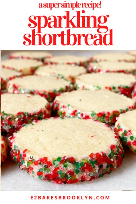 Sparkling Shortbread | e2 bakes brooklyn Shortbread Cookies With Sprinkles, Sparkling Shortbread Cookies, Shortbread Sprinkle Cookies, Sprinkle Shortbread Cookies, Christmas Supper, Christmas Shortbread Cookies, Sprinkle Cookies Recipe, Shortbread Cookies Christmas, Happy Solstice