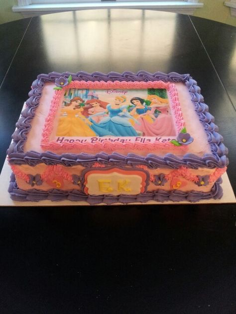 Disney Princesses sheet cake Princess Sheet Cake Ideas, Disney Princess Sheet Cake, Princess Sheet Cake, Sheet Cake Ideas, Birthday Sheet Cake, Disney Princess Birthday Cakes, Princess Birthday Decorations, Kylie Birthday