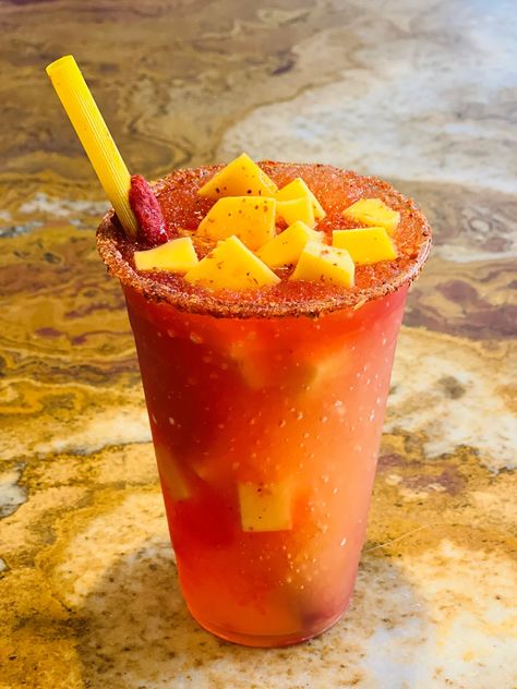 Mexican Rusa Drink Recipe Rusa Drink, Mexican Alcoholic Drinks, Mexican Drink Recipes, Mexican Cocktail, Chamoy Sauce, Tamarind Candy, Fruity Alcohol Drinks, Mexican Cocktails, Mexican Drinks