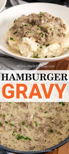 Homemade hamburger gravy is a an old fashioned recipe that is easy to prepare! Made with ground beef in a creamy sauce it is perfect served with mashed potatoes, biscuits or even pasta. #spendwithpennies #hamburgergravy #maincourse #groundbeefrecipe #oldfashioned #homemade #hamburgerrecipe Hamburger Gravy Recipe, Hamburger Gravy, Homemade Hamburger, Keto Beef Recipes, Beef Gravy, Ground Beef Dishes, Hamburger Meat Recipes, Homemade Hamburgers, Ground Beef Recipes Easy