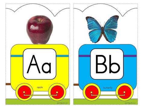 Alphabet Activities and Printables for Preschool and Kindergarten - KIDSPARKZ Alphabet Train Printable, Alphabet Wall Decor, Preschool Theme Activities, Games For Preschool, Alphabet Train, Classroom Decor High School, Transportation Preschool, Preschool Activities Toddler, Kids Literacy