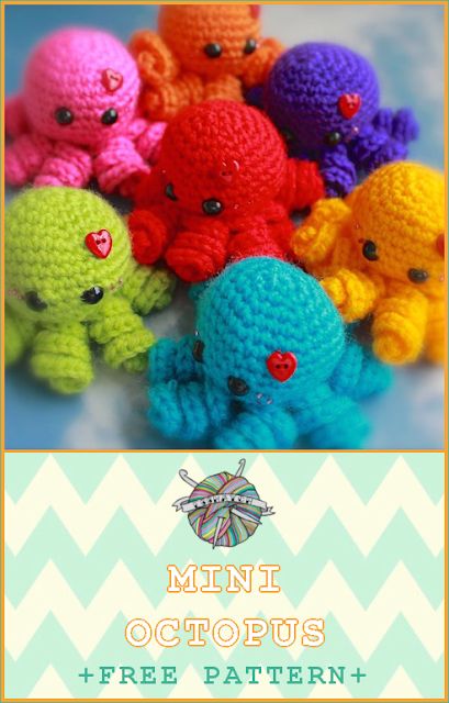 -x- EssHaych -x-: Free Pattern Friday – Mini Octopus Mini Octopus Crochet, Crochet Minis, Octopus Crochet Pattern Free, Mini Octopus, Octopus Crochet, Crazy Crochet, Octopus Crochet Pattern, Crocheted Animals, Single Crochet Decrease