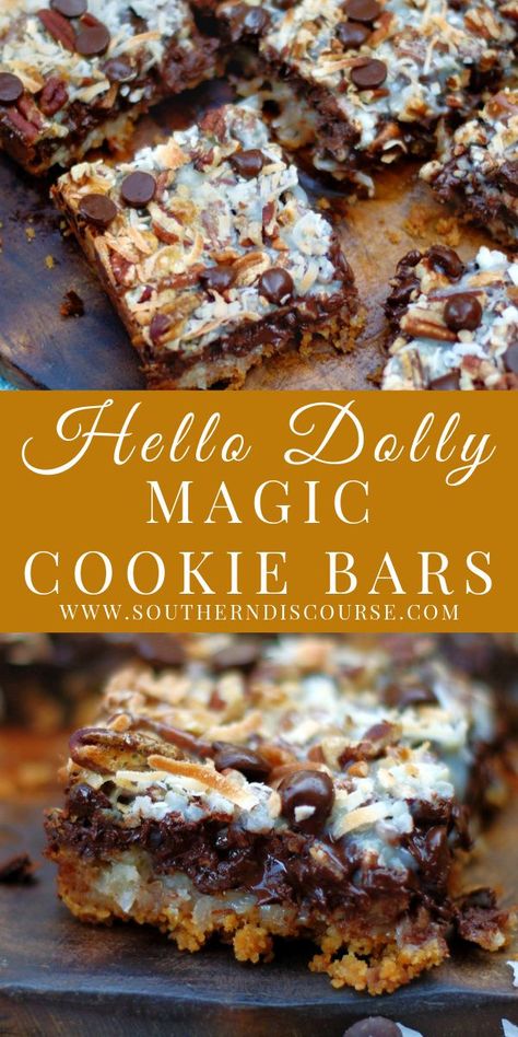 Southern Discourse, Magic Cookie Bar Recipe, Biscuits Graham, Magic Cookie Bars, Dessert Bar Recipe, Melting Chocolate Chips, Melted Chocolate, Cookie Bar Recipes, Indulgent Desserts