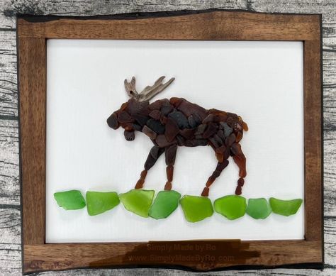 Sea Glass Gifts, Sea Glass Art Diy, Sea Glass Art Projects, Art Collages, Bull Moose, Beach Glass Art, Glass Art Projects, Sea Glass Crafts, Sea Pottery