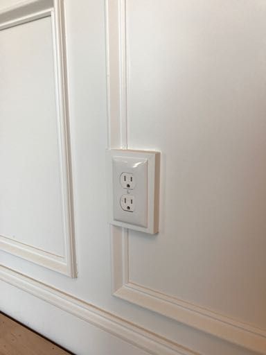 outlet Cottage Molding And Trim, Picture Frame Molding Light Switch, Picture Frame Molding Around Outlets, Wainscoting Around Outlets, Bedroom Box Trim, Shadow Box Molding, Trim Around Light Switch, Box Trim Bathroom, Molding Around Light Switch