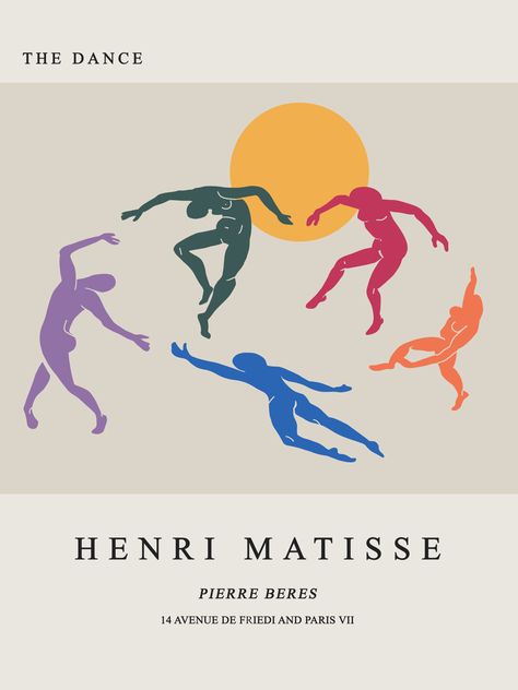 Colorful Matisse Prints, The Dancers Matisse, Matisse The Dance Poster, Dancing Graphic Design, Matisse Dancing Figures, Dance Illustration Art, The Dance Matisse, Dance Poster Ideas, Dance Graphic Design