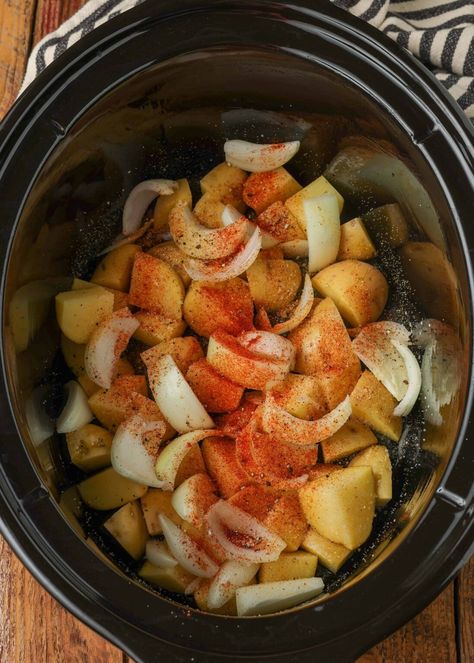 Crockpot Sausage and Potatoes - Chocolate with Grace Crock Pot Smoked Sausage And Potatoes, Crockpot Potatoes And Sausage, Crock Pot Sausage And Potatoes, Sausage And Potatoes Crockpot, Crockpot Sausage And Potatoes, Crockpot Sausage, Sausage And Potatoes, Sausage Crockpot, Crock Pot Potatoes