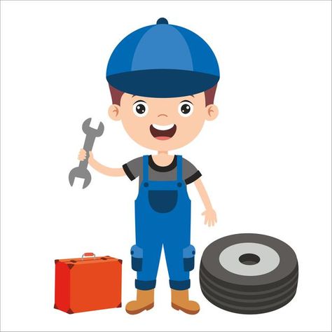 Cartoon drawing of a repairman | Premium Vector #Freepik #vector #car #technology #man #work Mechanical Workshop, Car Technology, Backpack Pattern, Cartoon Boy, Busy Toddler, Teaching Aids, Cartoon Drawing, Kids Story Books, Kid Character