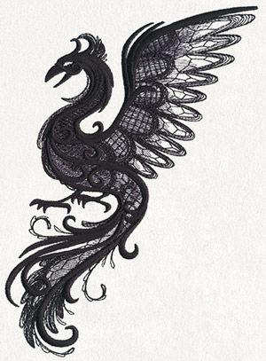 Dark Creatures - Phoenix | Urban Threads: Unique and Awesome Embroidery Designs Overwatch Bastion, Owl Flying, Phönix Tattoo, Dark Creatures, Phoenix Design, Urban Threads, Animal Embroidery Designs, Phoenix Tattoo, Idea Board