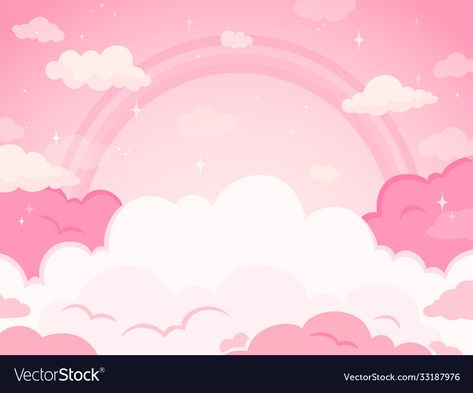 Pink Cloud Background, Land Background, Sky Vector, Vintage Floral Backgrounds, Cute Pink Background, Watercolor Flower Background, Kawaii Background, Pastel Sky, Fantasy Magic