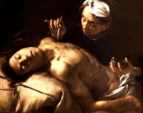 St. Sebastian Tended by St. Irene.  1635.  Francesco Cairo. Italian 1607-1665. oil/canvas.  http://hadrian6.tumblr.com Saint Sebastian, St Sebastian, Rennaissance Art, Beauty In Art, San Francesco, Classical Art, Bastille, San Sebastian, Vintage Artwork