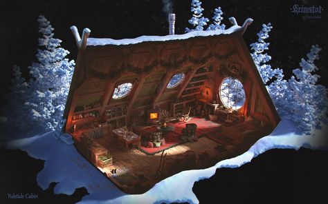 ArtStation - Yuletide Cabin Dnd House, Fantasy Cabin, Interior Concept Art, Campfire Stories, Building Concept, Fantasy Places, Interior Concept, Anime Poses Reference, In The Mood