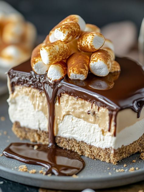 Ingredients For Graham Cracker Crust: 2 cups (242g) graham cracker crumbs 2 tablespoons (30g) sugar 1/2 stick (57g) unsalted butter, melted For the Cheesecake Filling: 10 jumbo marshmallows (200g) or 10 oz (284g) regular marshmallows 4 packages (8 oz each | 904g) cream cheese, room temperature 1 cup (203g) granulated sugar 1/2 teaspoon kosher salt 4 large eggs, room temperature 1/2 cup (115g) sour cream, 1/4 cup heavy cream 1 teaspoon vanilla extract 2 tablespoons (19g) cornstarch Graham Cracker Crust Cheesecake Recipes, Gram Cracker Crust Cheesecake, Graham Cracker Crust For Cheesecake, Grahm Cracker Crust, Cheesecake Without Graham Cracker Crust, Emma Food, Cheesecake Filling, Cracker Crust, Pie Cake