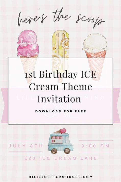 Lily's first birthday ice cream was sweet for our one year old. Click to read more about party favors, decorations and a get a FREE invitation download to use as your own at www.hillside-farmhouse.com First Birthday Ice Cream, Hillside Farmhouse, Ice Cream First Birthday, First Birthday Theme, Birthday Ice Cream, Ice Cream Theme, First Birthday Party Themes, First Birthday Themes, Ice Cream Birthday