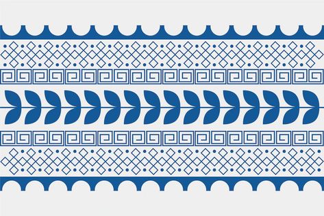 Free Vector | Hand drawn greek border set Greek Border, Textile Pattern Design Fashion, Book Favors, Banner Sample, Greek Pattern, Acrylic Art Projects, Ornament Drawing, Certificate Frames, Scrapbook Printing